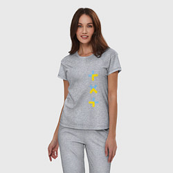 Пижама хлопковая женская TXT vertical logo, цвет: меланж — фото 2