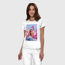 Пижама хлопковая женская Весенняя девушка в цветах, цвет: белый — фото 2
