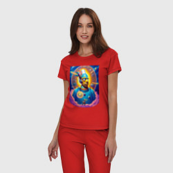 Пижама хлопковая женская Гомер Симпсон - космический портрет - нейросеть, цвет: красный — фото 2