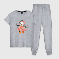 Пижама хлопковая женская Пингвин балерина, цвет: меланж