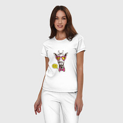 Пижама хлопковая женская Hipster giraffe, цвет: белый — фото 2