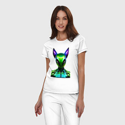 Пижама хлопковая женская Eared alien - neural network, цвет: белый — фото 2