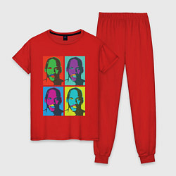 Пижама хлопковая женская Майкл Джордан в стиле Уорхола 2на2, цвет: красный