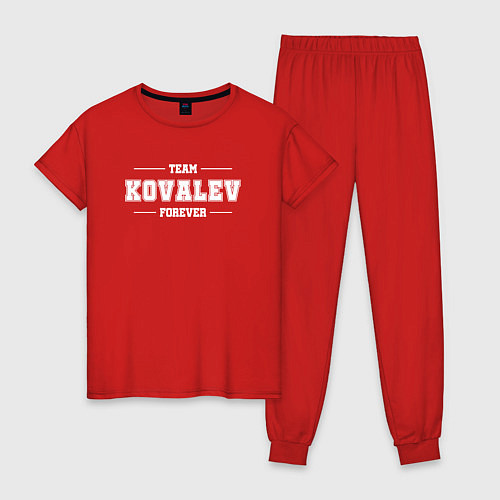 Женская пижама Team Kovalev forever - фамилия на латинице / Красный – фото 1