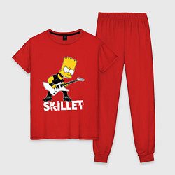 Пижама хлопковая женская Skillet Барт Симпсон рокер, цвет: красный