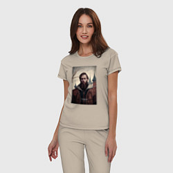 Пижама хлопковая женская Томск - персонаж, цвет: миндальный — фото 2