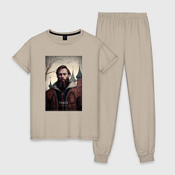 Пижама хлопковая женская Томск - персонаж, цвет: миндальный