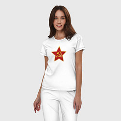 Пижама хлопковая женская СССР звезда, цвет: белый — фото 2