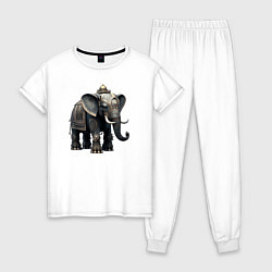 Пижама хлопковая женская Украшенный слон, цвет: белый