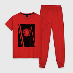 Пижама хлопковая женская Солнце в прямоугольнике, цвет: красный