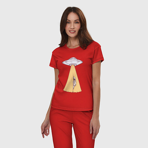 Женская пижама Космонавт и НЛО / Красный – фото 3