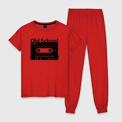 Пижама хлопковая женская Old school music, цвет: красный