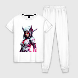 Пижама хлопковая женская Young demon Oni - cyberpunk, цвет: белый