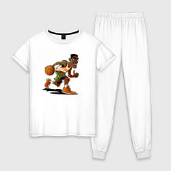 Пижама хлопковая женская Мультяшный баскетбол, цвет: белый