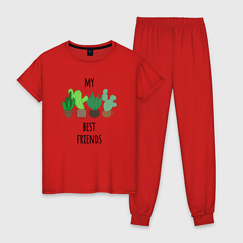 Женская пижама My best friends - cactuses / Красный – фото 1