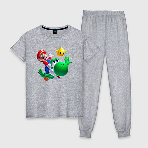 Женская пижама Марио, Йоши и звезда / Меланж – фото 1