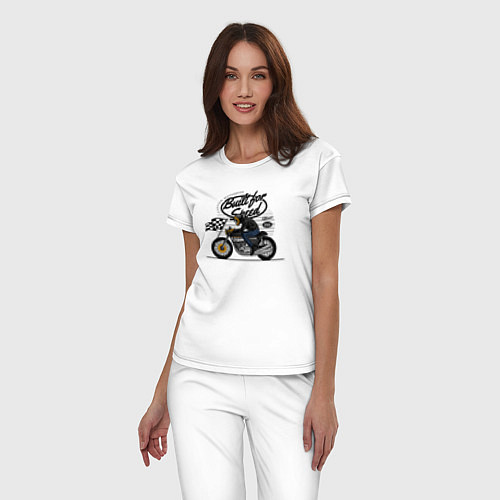 Женская пижама Мотогонки мотоциклист / Белый – фото 3