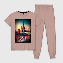 Пижама хлопковая женская Москва - Кремль, цвет: пыльно-розовый