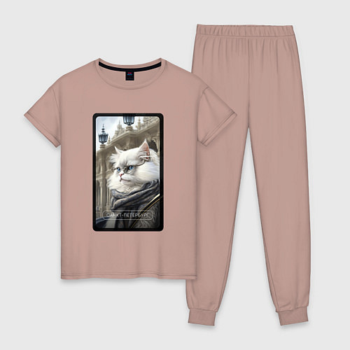 Женская пижама Санкт-Петербург котик / Пыльно-розовый – фото 1