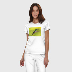 Пижама хлопковая женская Милая колибри, цвет: белый — фото 2
