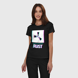 Пижама хлопковая женская Rust в стиле glitch и баги графики, цвет: черный — фото 2