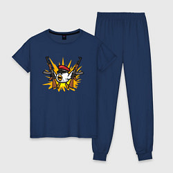 Пижама хлопковая женская Взрывной цыпленок, цвет: тёмно-синий