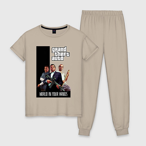 Женская пижама Майкл, Франклин, Тревор из GTA / Миндальный – фото 1