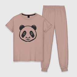 Пижама хлопковая женская Панда аниме, цвет: пыльно-розовый
