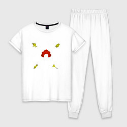 Пижама хлопковая женская Русские символы, цвет: белый