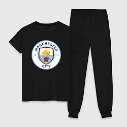 Пижама хлопковая женская Manchester City FC, цвет: черный