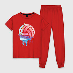 Пижама хлопковая женская Ball in color, цвет: красный