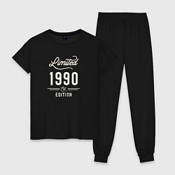 Пижама хлопковая женская 1990 ограниченный выпуск, цвет: черный