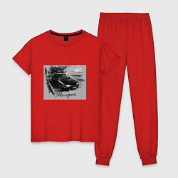 Пижама хлопковая женская Весна, природа, молодость, цвет: красный
