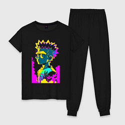 Пижама хлопковая женская Bart Simpson - pop art, цвет: черный