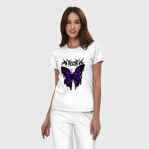 Женская пижама Gothic black butterfly / Белый – фото 3