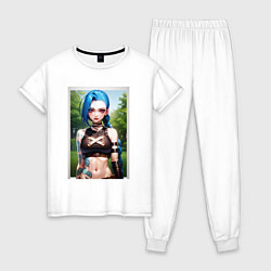 Пижама хлопковая женская Arcane League Of Legends JINX model, цвет: белый