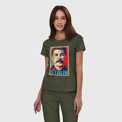 Пижама хлопковая женская Stalin USSR, цвет: меланж-хаки — фото 2