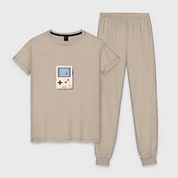 Пижама хлопковая женская Игровая консоль Геймбой, цвет: миндальный