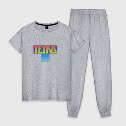 Пижама хлопковая женская Логотип Тетрис, цвет: меланж