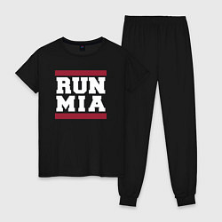 Пижама хлопковая женская Run Miami Heat, цвет: черный