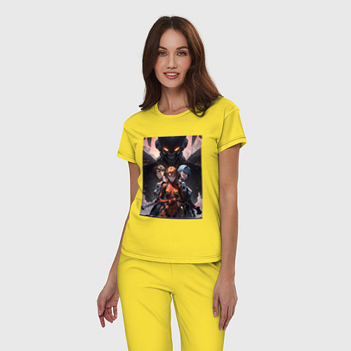 Женская пижама Лучшие девочки Евангелиона: Аска, Рей / Желтый – фото 3