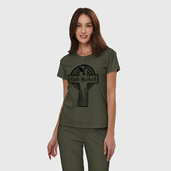 Пижама хлопковая женская Black Sabbath Cross, цвет: меланж-хаки — фото 2
