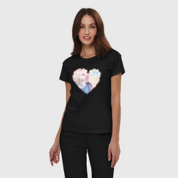 Пижама хлопковая женская Марта 7 в сердечке, цвет: черный — фото 2
