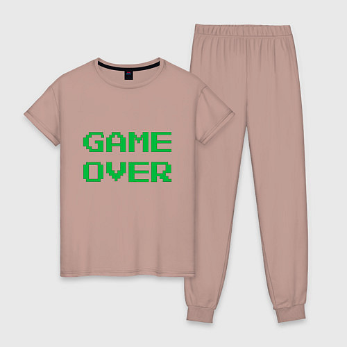 Женская пижама Серо-зеленый game over / Пыльно-розовый – фото 1