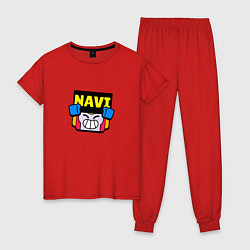 Пижама хлопковая женская Значок болельщика Navi Brawl Stars, цвет: красный