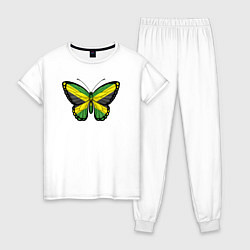 Пижама хлопковая женская Ямайка бабочка, цвет: белый