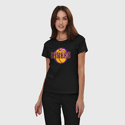 Пижама хлопковая женская Lakers ball, цвет: черный — фото 2