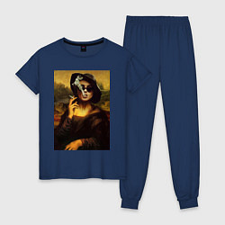 Пижама хлопковая женская Мона Марла, цвет: тёмно-синий