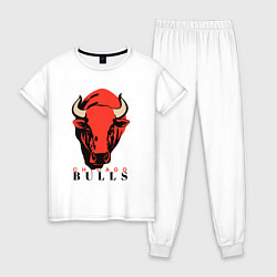 Пижама хлопковая женская Chicago bull, цвет: белый