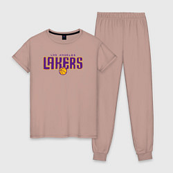 Пижама хлопковая женская Team Lakers, цвет: пыльно-розовый